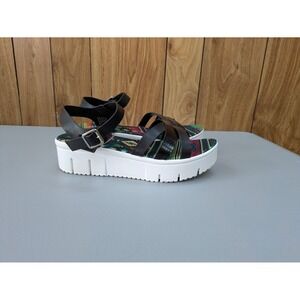 Southwestern Print Platform Sandals Womens 8 Multicolor Footbed Black Straps